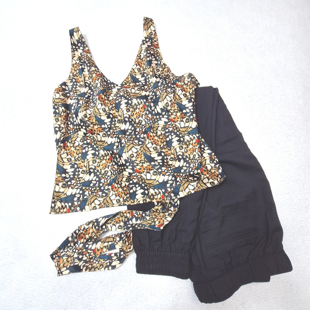 Wildfang Empower Cami Jogger Set Womens Large Black Butterfly Print 2 Piece